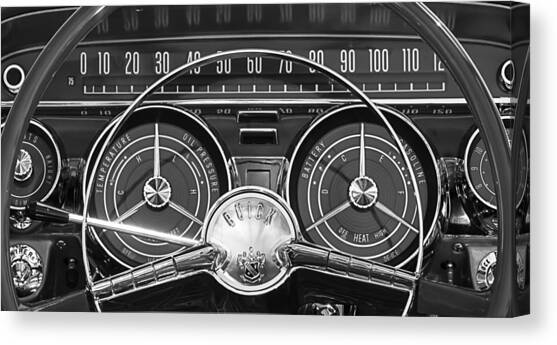 1959 Buick Lasabre Steering Wheel Canvas Art Print by Jill Reger