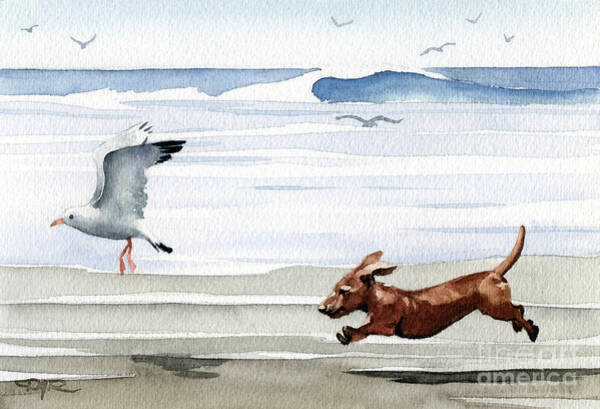 Dachshund At The Beach  #7 Art Print