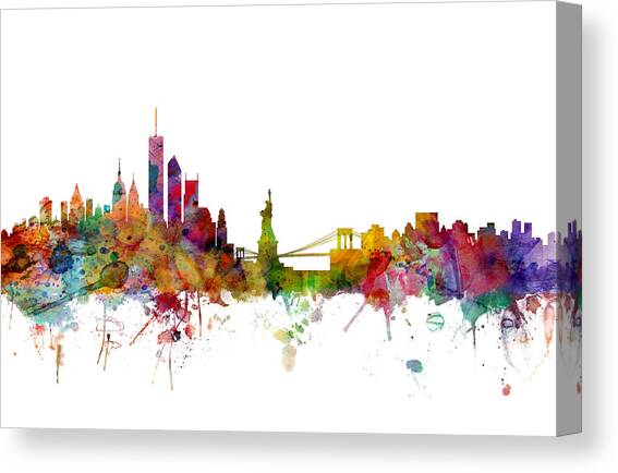 New York Skyline #32 Canvas Art Print by Michael Tompsett