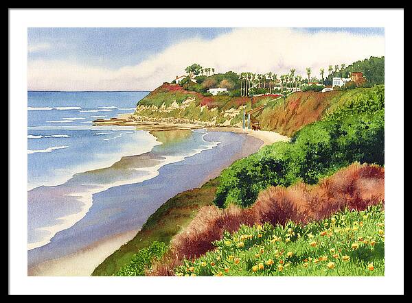 Beach At Swami's Encinitas Framed Print