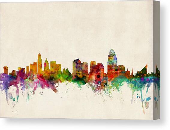 Cincinnati Ohio Skyline Canvas Art Print by Michael Tompsett