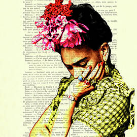 Frida Kahlo portrait in bright colors art  by Madame Memento