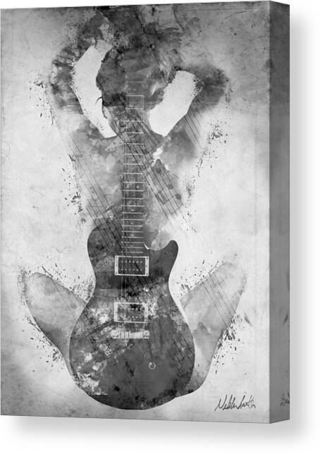 Guitar Siren in Black and White Canvas Art Print by Nikki Smith