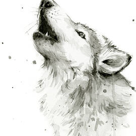 Howling Wolf Watercolor by Olga Shvartsur