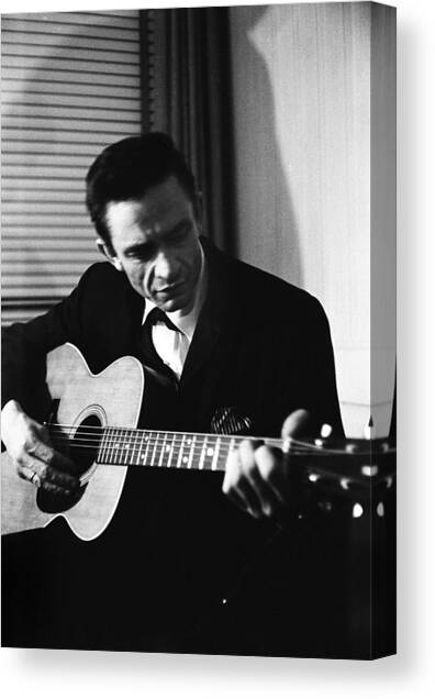 Johnny Cash At The New York Folk Canvas Art Print by Michael Ochs Archives