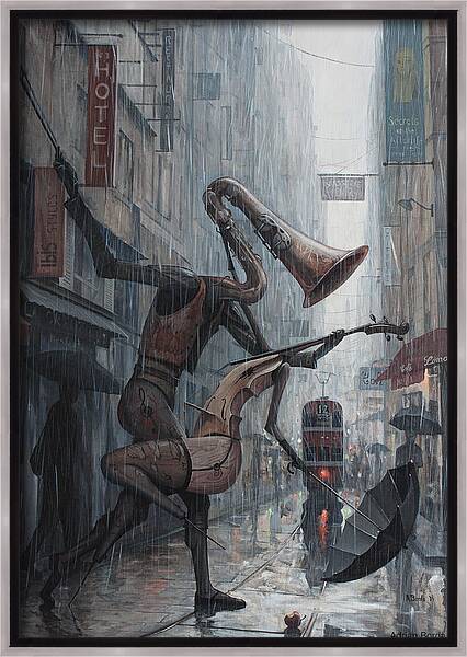 Life Is  Dance In The Rain Framed Canvas Print