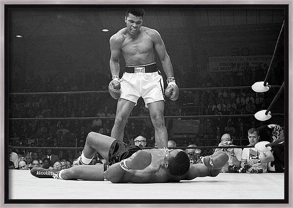 Muhammad Ali Taunting Sonny Liston Framed Canvas Print