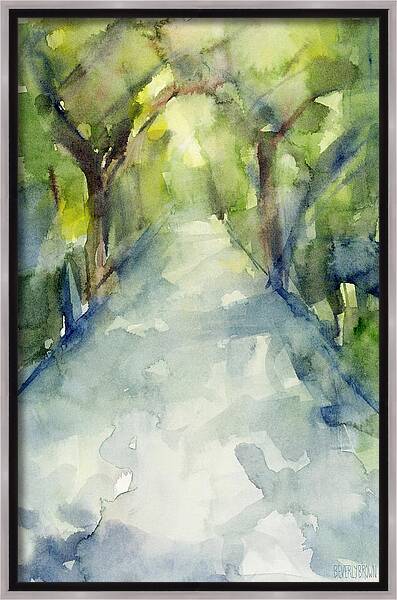 Path Conservatory Garden Central Park Watercolor Painting Framed Canvas Print