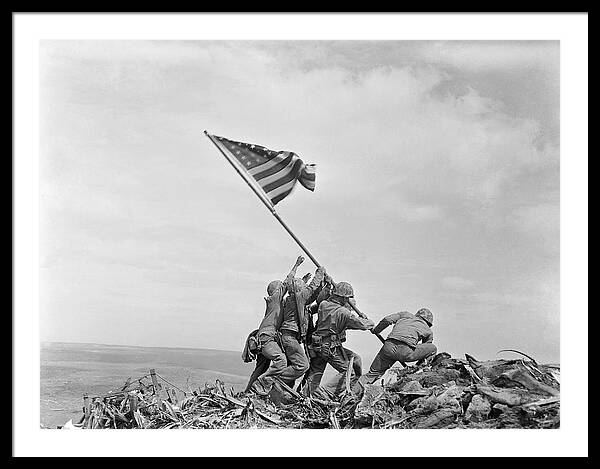 Raising The Flag On Iwo Jima - Ww2 - 1945 Framed Print