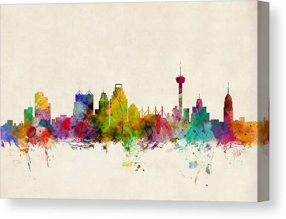 San Antonio Texas Skyline Canvas Art Print by Michael Tompsett