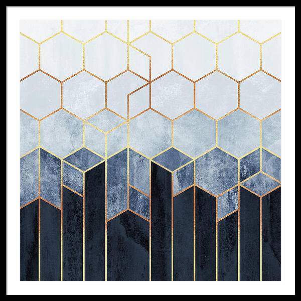 Soft Blue Hexagons Framed Print