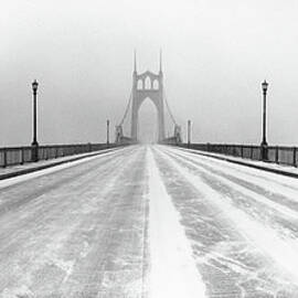 St. Johns Bridge In Snow by Zeb Andrews