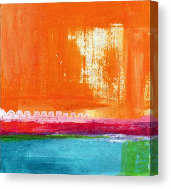 Summer Picnic- colorful abstract art Canvas Art Print by Linda Woods