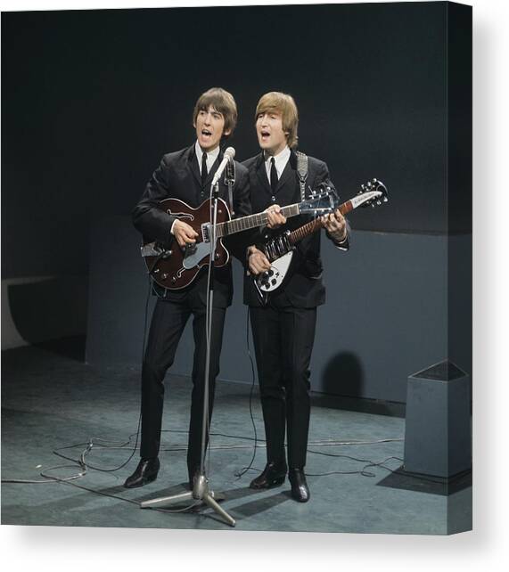 The Beatles Perform On Shindig Canvas Art Print by David Redfern