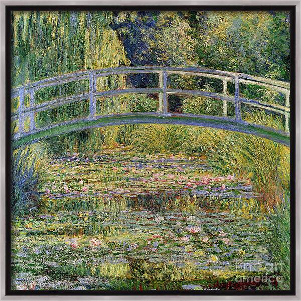 The Waterlily Pond With The Japanese Bridge Framed Canvas Print