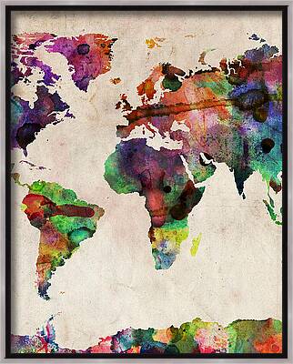 Maps Framed Canvas Prints for Sale