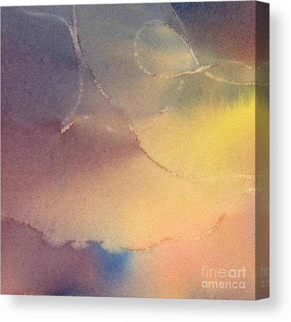 Yellow Orange Blue Watercolor Square Design 3 Canvas Art Print by Sharon Freeman